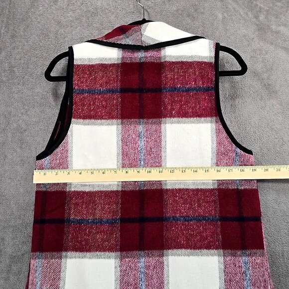 Yacun Vest Lapel Open Front Buffalo Plaid Sleeveless Cardigan Jacket Women Small - Picture 6 of 10